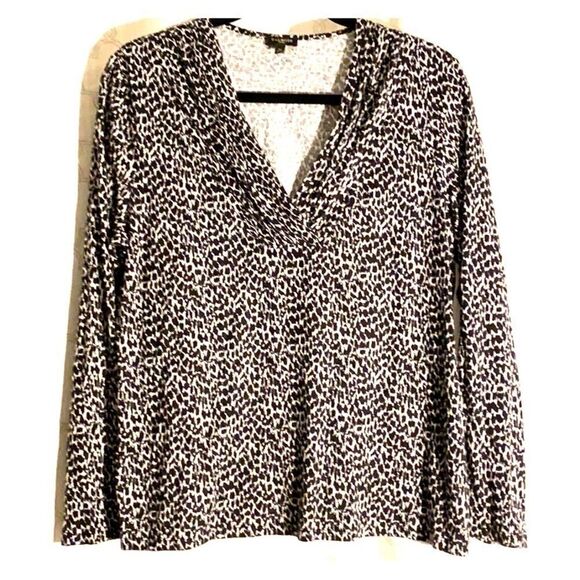 Talbots v-neck neutral print long sleeve - Picture 1 of 6
